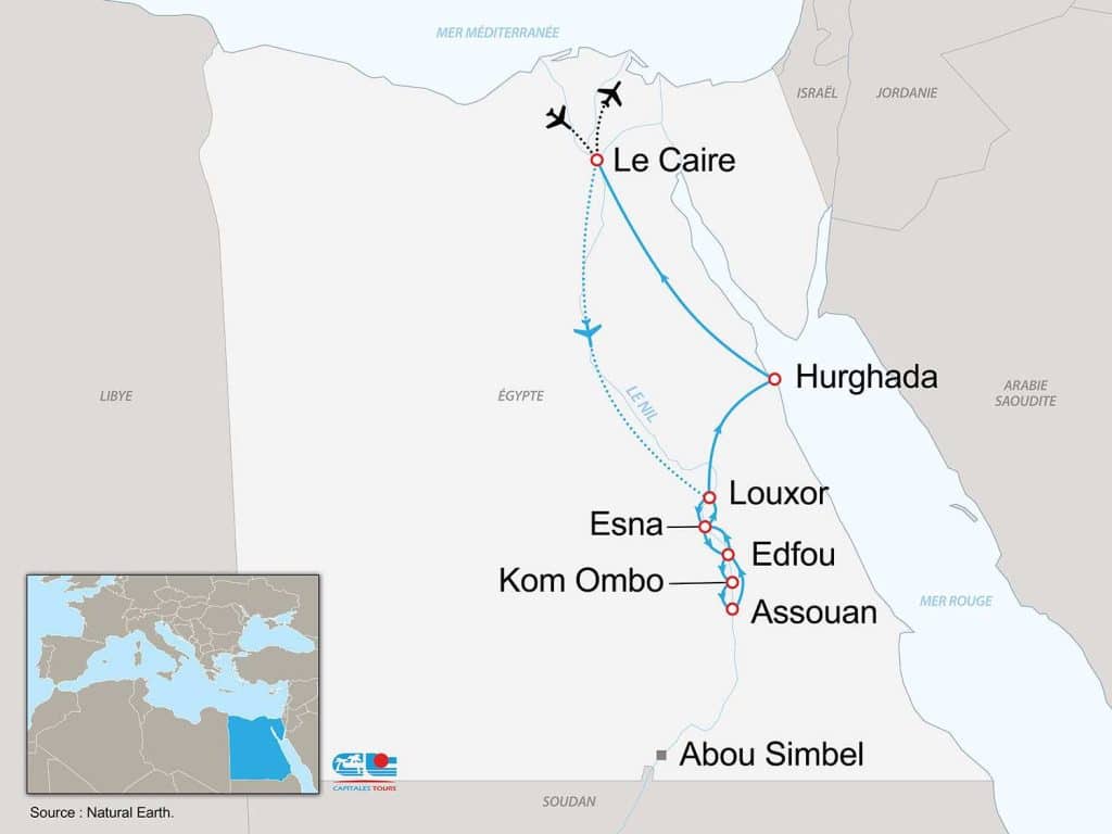 Carte de l'itinéraire du circuit Thot avec Contact Amérique Voyage